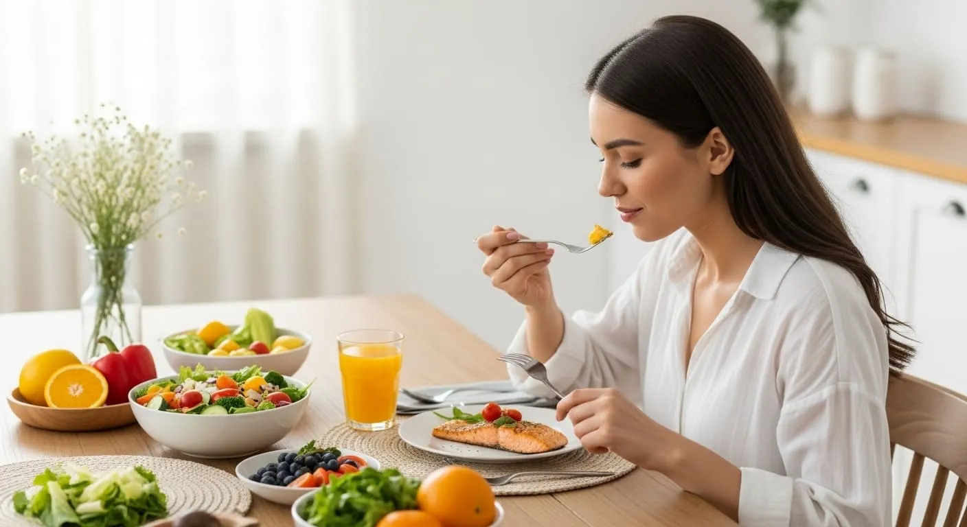 Persona comiendo saludable