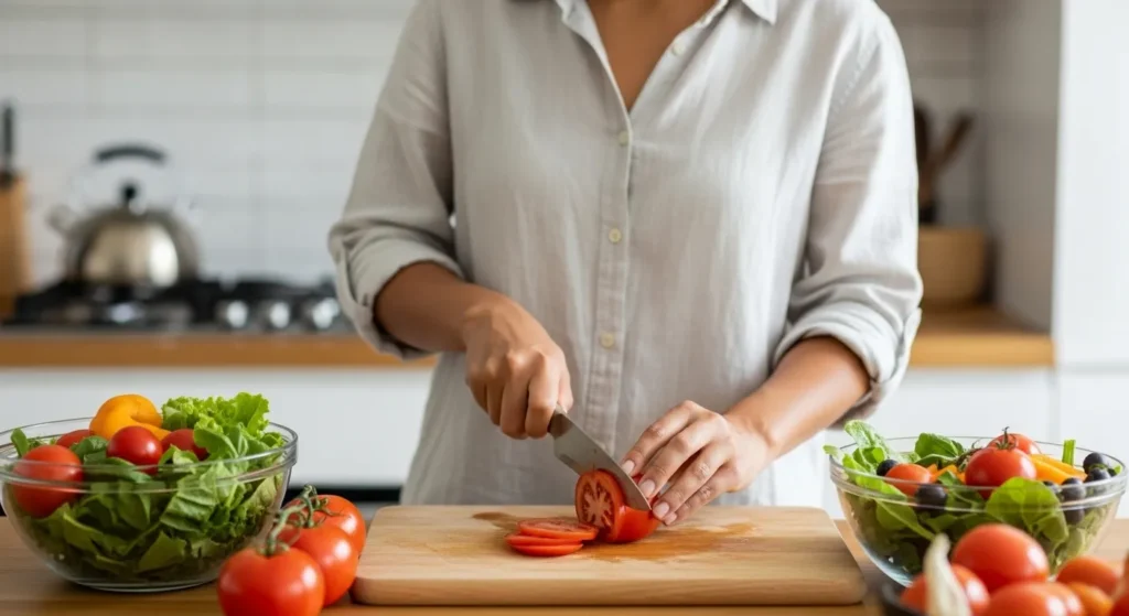 Preparando ensalada